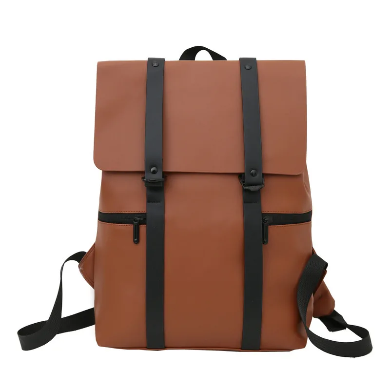 New trendy couple backpack for college students, casual and simple PU leather computer backpack