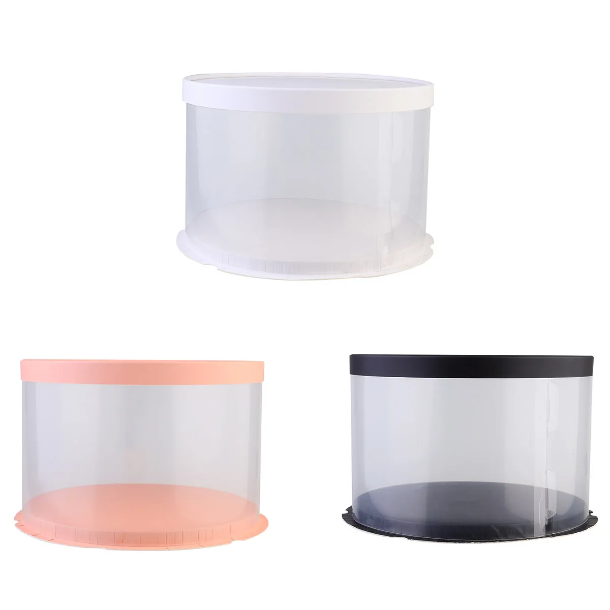 3Pcs Food-Safe Cake Box Transparent Pet Paperboard Round Container for 6-Inch Cake Baking Wedding Birthday Gift Carrier Box