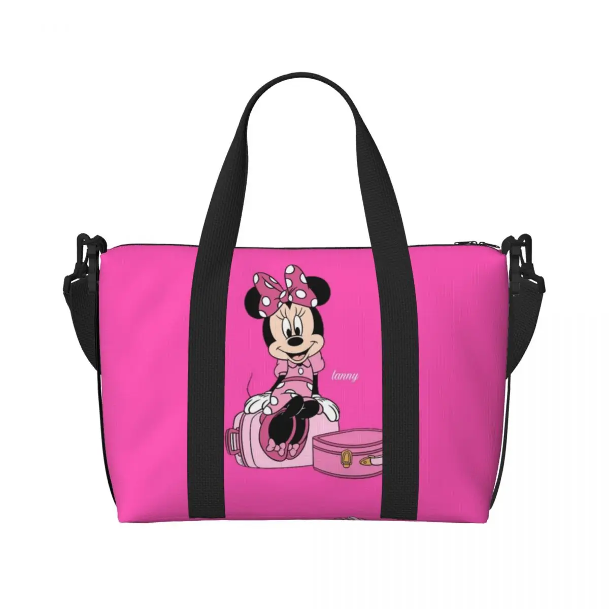 Custom Mickey Mouse Minnie Beach Tote Bag for Women Extra Large Gym Carry On Cartoon Travel Shopping Bags