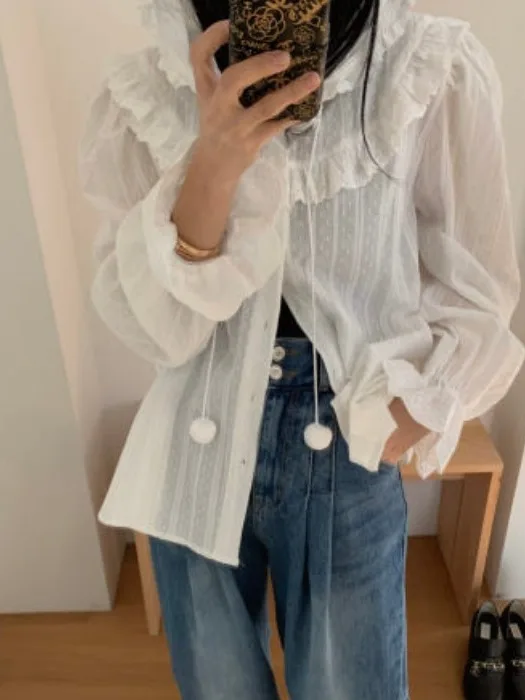 

Chic Long Sve Hooded Women's irt French Sle Polyester Fiber Non-Sinkable Faionable Wood ain Furry Ball D...