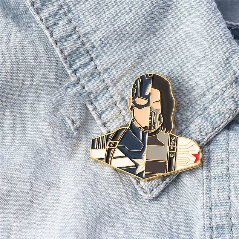 Marvel Captain America And Winter Soldier Brooches Men Friendship Badges Pins Jewelry Accessories On The Clothes