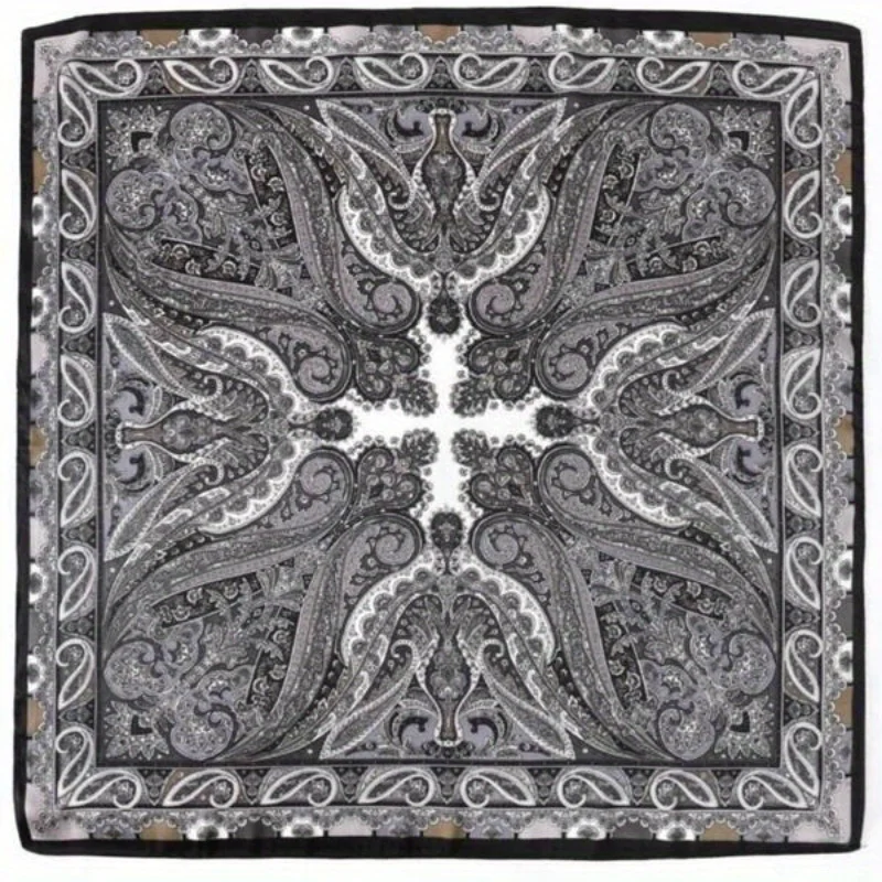 وشاح مربع صغير مطبوع بيزلي مقاس 27.56 بوصة، وشاح رفيع للرقبة، وشاح رأس واقي من الشمس بنمط ناضج، للسيدات فقط