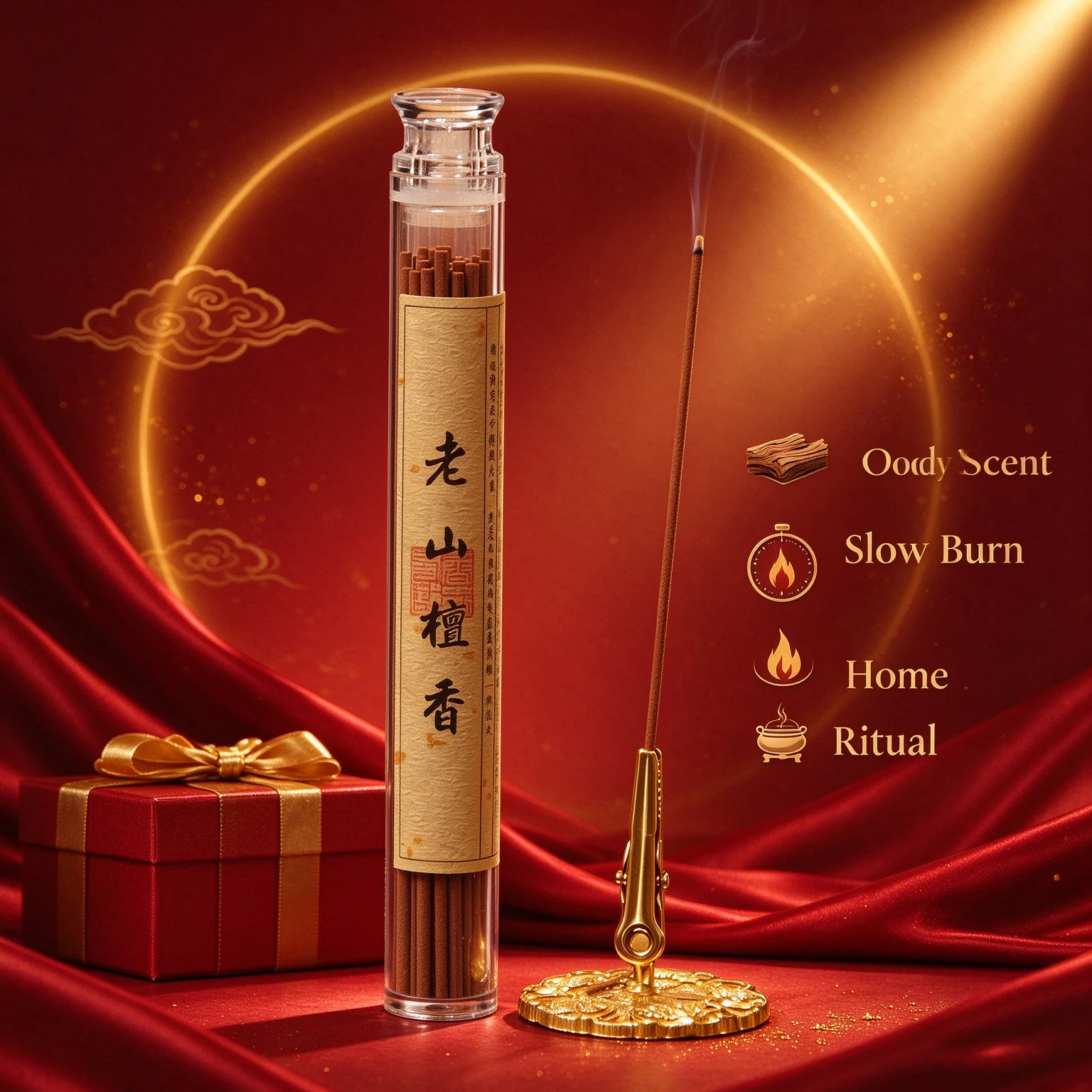 Natural Sandalwood Bakhoor Stick Incense Woody Oud Aroma Slow Burn Arabian Home Scent Meditation Ramadan Decor Gift