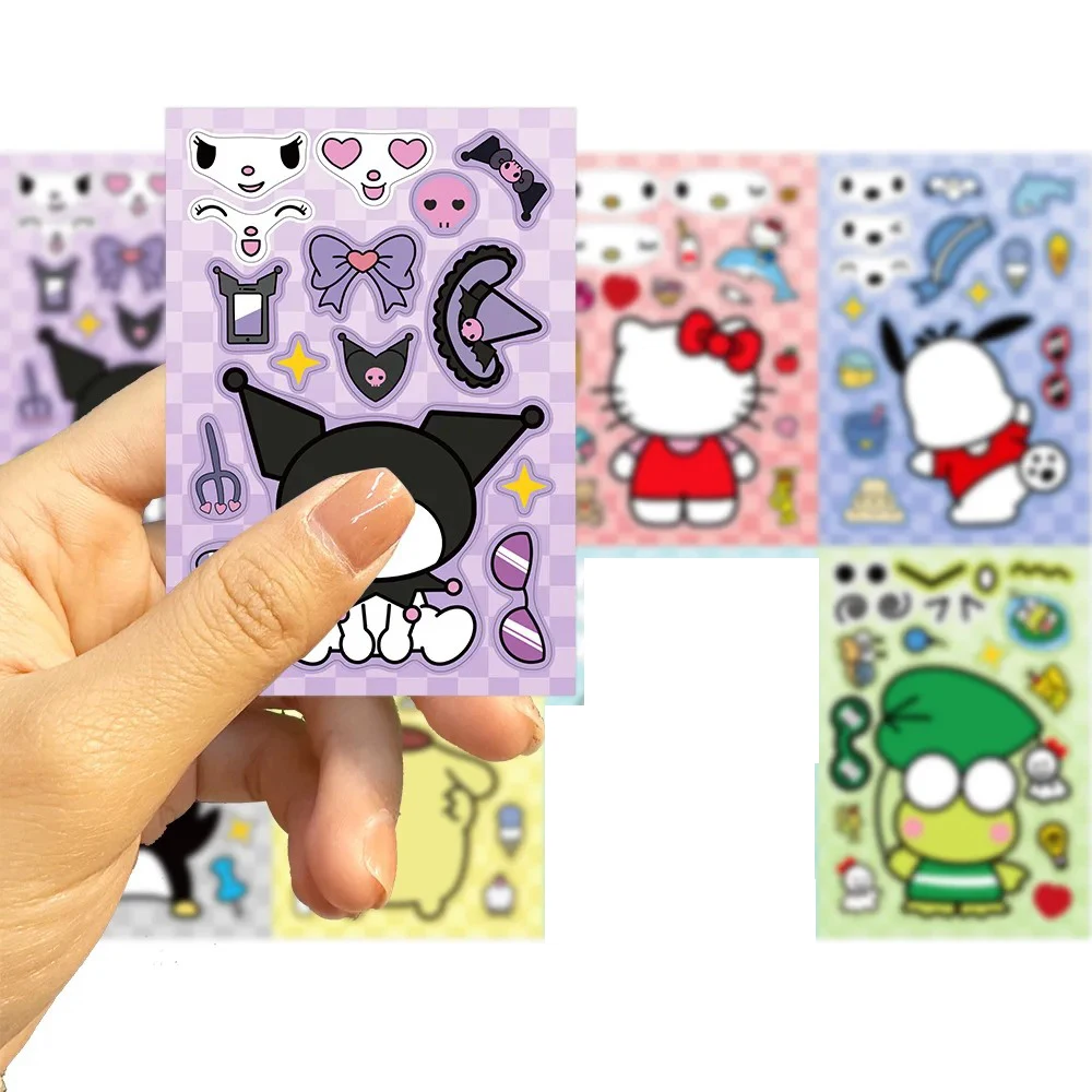 8/16 ورقة الأطفال جعل الوجه لغز ملصقات سانريو مرحبا كيتي كورومي ميلودي الاطفال لتقوم بها بنفسك تجميع بانوراما لعبة الاطفال اللعب الطرف #2