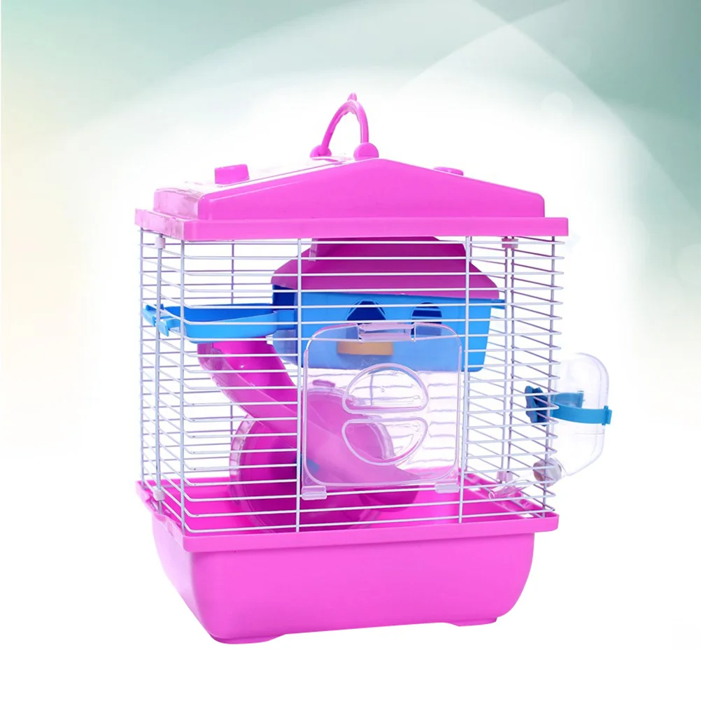 

Double Layer Hamster Cage Pet House Acrylic Portable Small Pets House Chinchilla Hamster House (Pink)