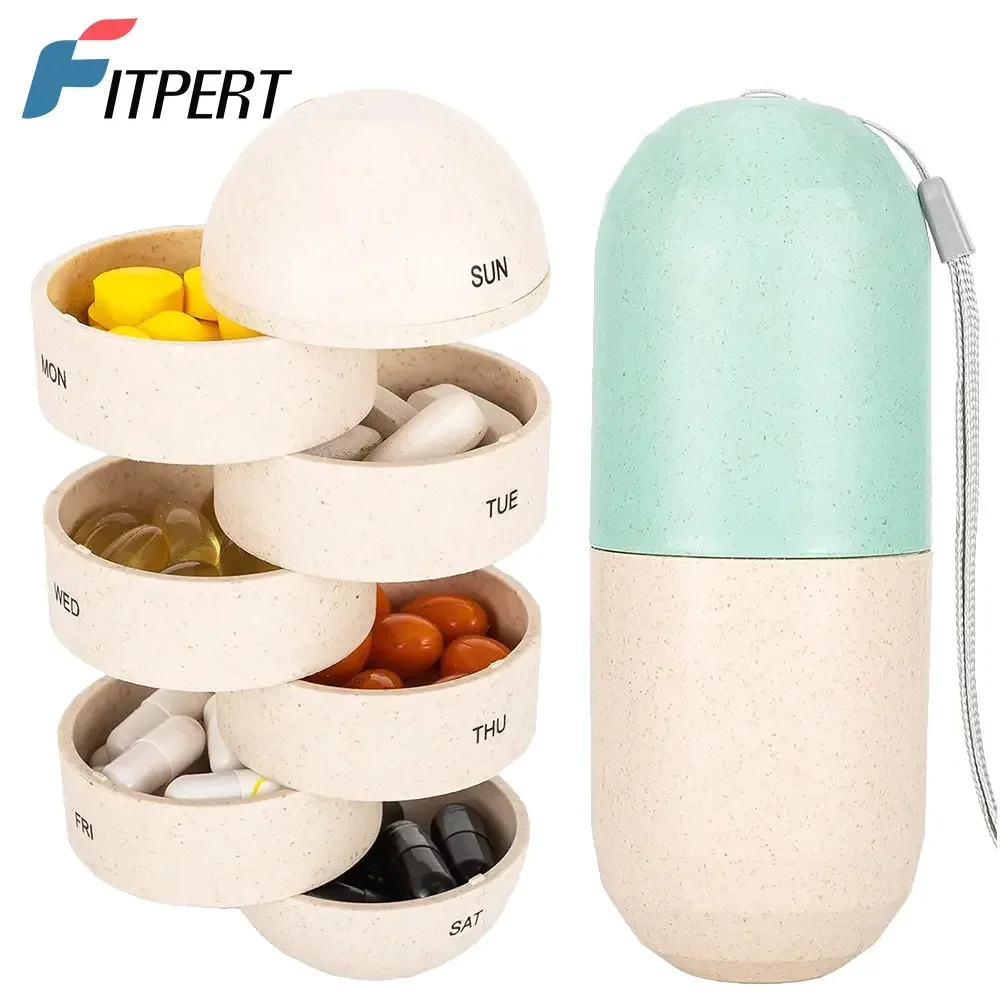 Pill Splitters Cute Weekly Pill Organizer BPA Free Travel Hiking 7 Day Pill Box Case To Hold Pills Vitamins Fish Oil Supplements