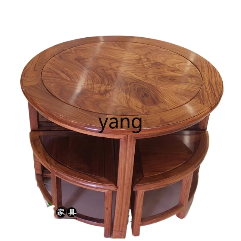 

TGF Chinese small round table mahogany huanghuali solid wood rosewood study table writing desk