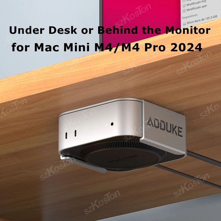 Under Desk Mount Stand for Mac Mini M4 Desktop Computer Wall/VESA Monitor Back Metal Bracket for Mac Mini M4 Pro PC Accessories