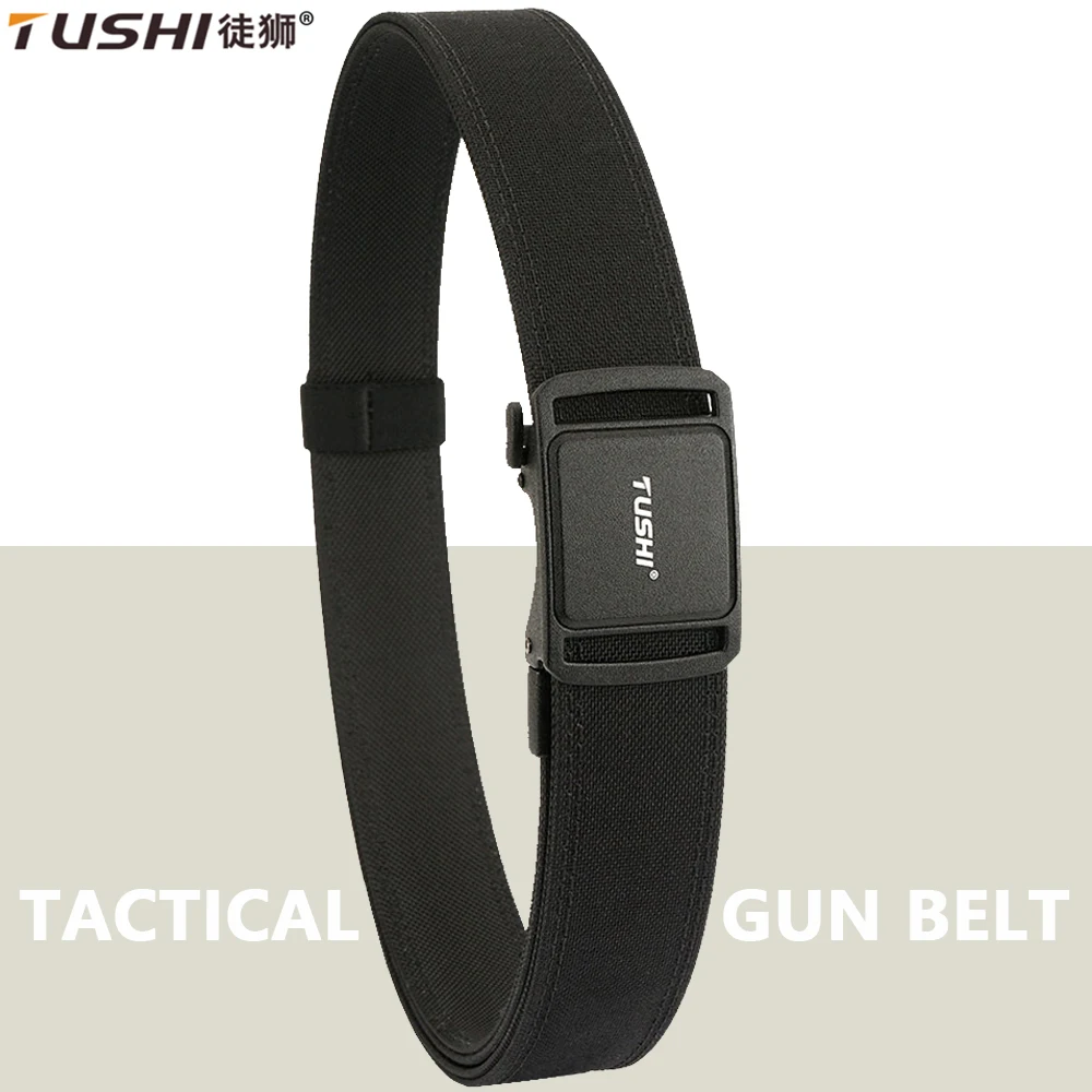 

TUSHI Men's Belt Outdoor Casual Canvas Belt Training Nylon Hard Tactical Belt Automatic Buckle Nylon Belt Hunting Sports Belts