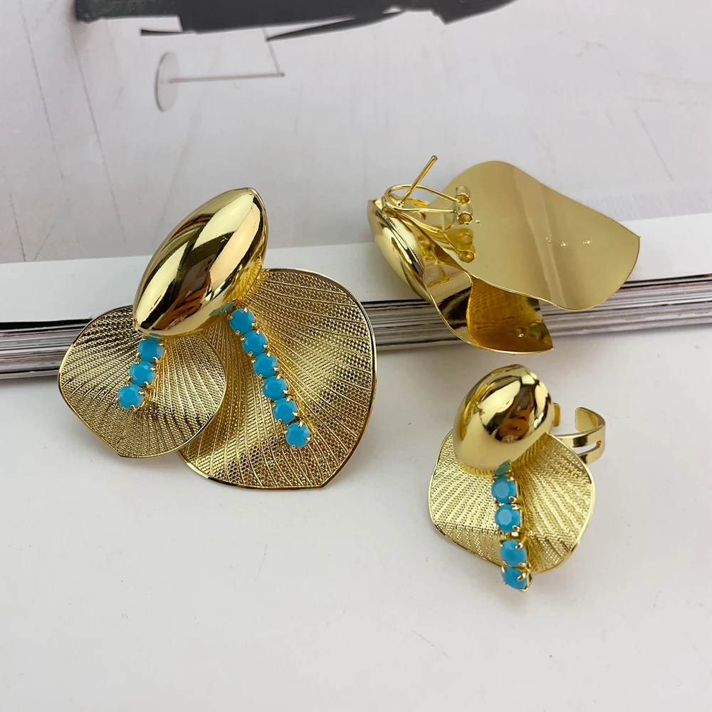 EMMA Fashion 4 قطع مجموعات مجوهرات برازيلية فاخرة على شكل قطرة الماء للنساء لحفلات الزفاف مجموعات مجوهرات الزفاف في دبي