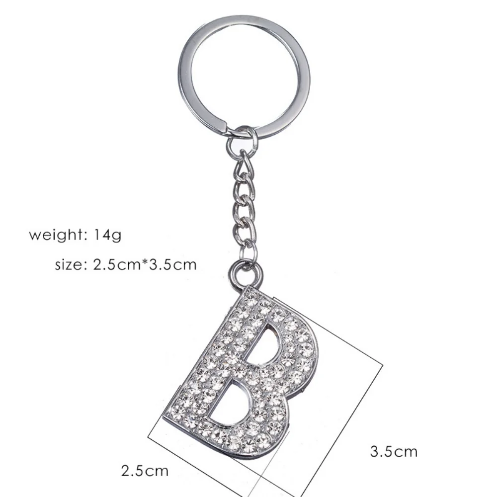 Neuer einfacher und funkelnder Buchstaben-Schlüsselanhänger aus Metall, Rucksack-Anhänger zum Aufhängen, großzügiges und vielseitiges Modeschmuck-Accessoire