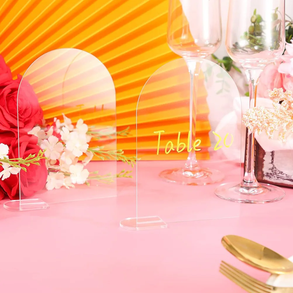 

5 set Acrylic Table Signs Blank Place Cards For Wedding Table Number Display Reusable Diy Seat Labels Party Supplies