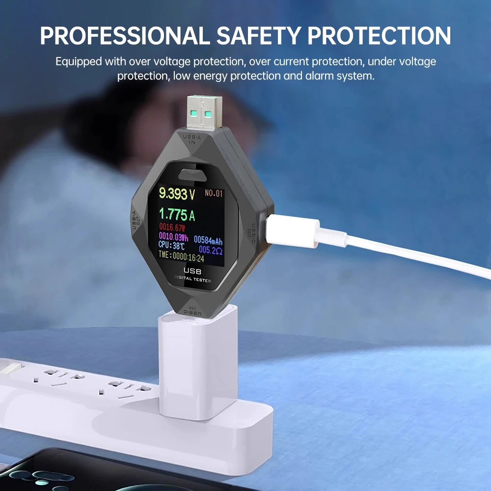 เครื่องทดสอบแรงดันไฟฟ้าแบบ USB ชนิด C 7A 3.6 ~ 32โวลต์, เครื่องทดสอบมิเตอร์วัดกระแสไฟฟ้าอเนกประสงค์เครื่องวิเคราะห์การชาร์จไฟเร็วเครื่องมือทดสอบ