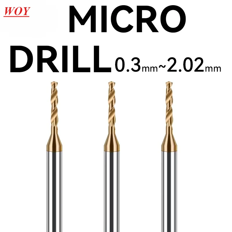 

WOY 0.3~2.02mm Micro Drill Solid Carbide Bit Mini CNC Hole Making 3D Shank Diameter 4mm D4 Metal Steel Plastic 1PCS