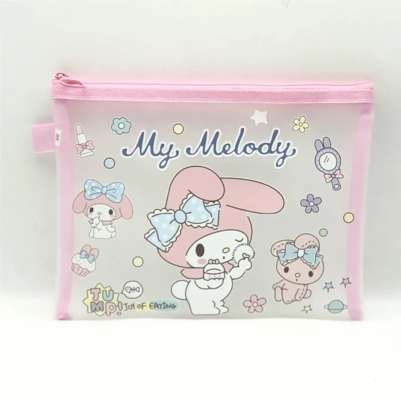 Kawaii Sanrio A5 Mesh Rits Opbergzakje Melodie Kuromi Cinnamoroll Document Tas Student Briefpapier Organisator Schoolbenodigdheden