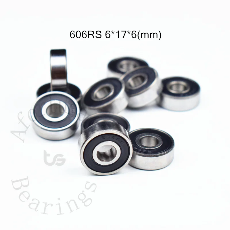 606RS 6*17*6(mm) 10pcs Chrome Steel Rubber Sealed Bearings