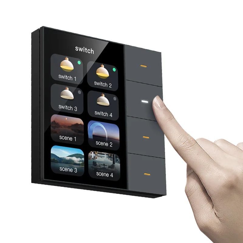 KLASS New Design Tuya 3.5'' Centre Screen 4gang Zigbee Push Buttons Whole House Tuya Control Smart Home Control Switch Panel