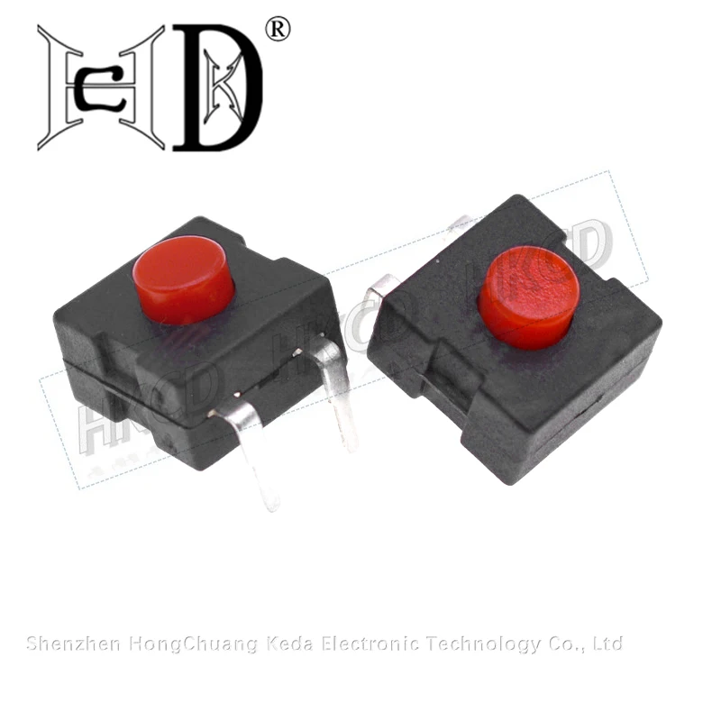 5pcs 1212-112WD 2Pin Square Vertical DIP Self-Locking Push Button On Off Power Switch for Flashlight Small Electronics