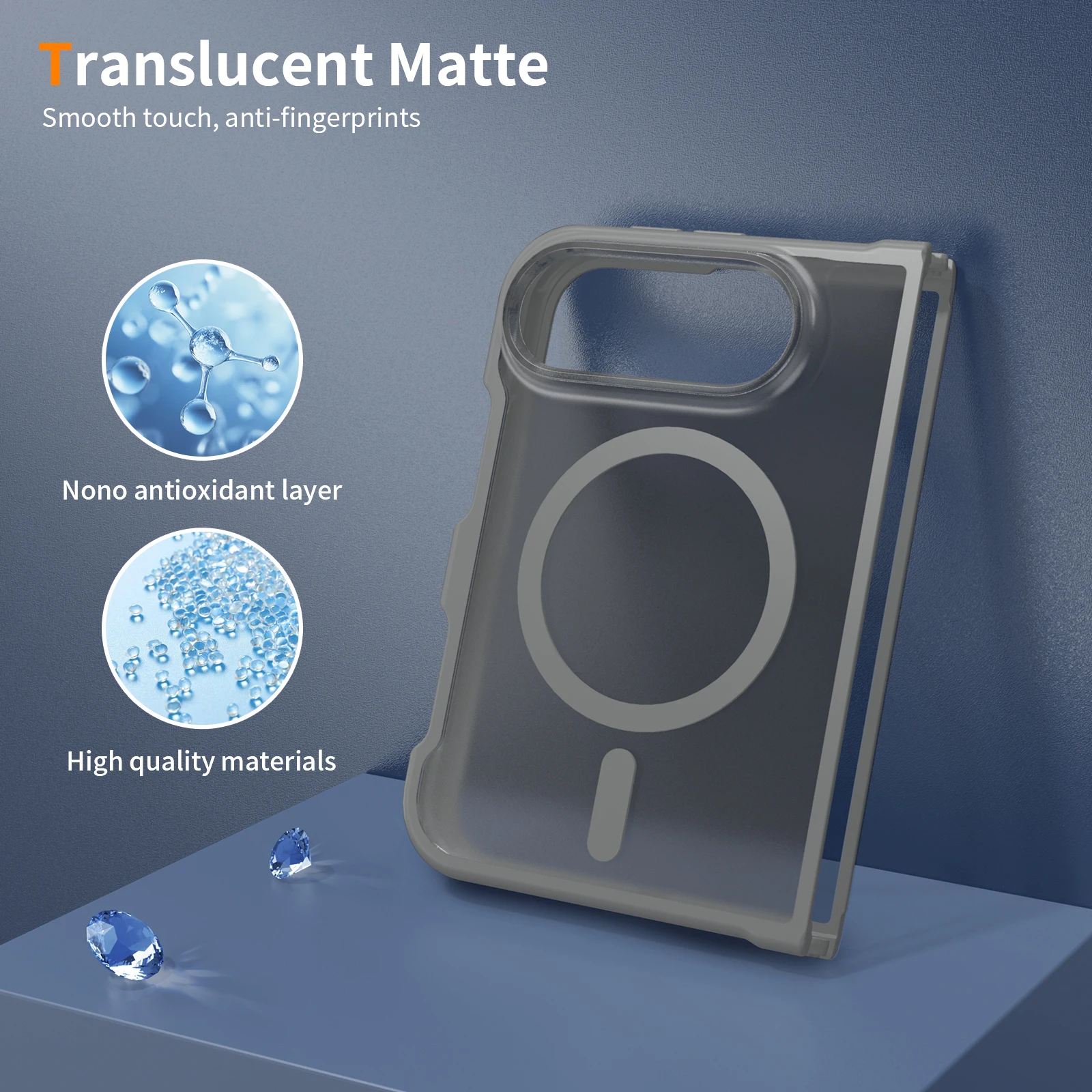 Für iPhone Duo Hülle Leistungsstarke Magnetische Saugkraft Hartschale TPU+PC Matt Anti-Sturz Handyhülle Transluzent Mattiert – Detail 19
