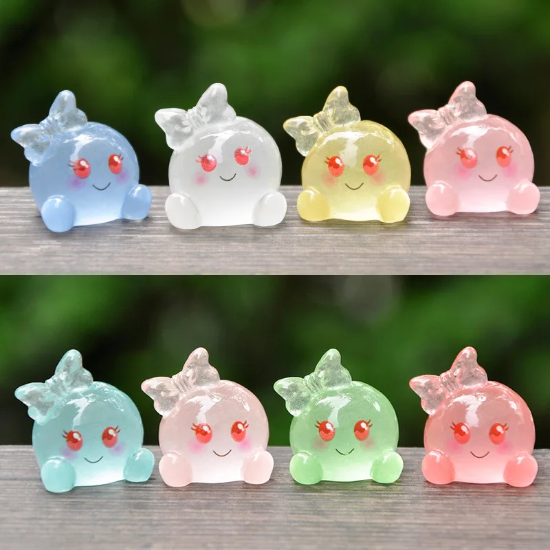 8pcs Cartoon Kirby Creative Three-Dimensional Cute Luminous Bubble DIY Three-Dimensional Ornaments Resin Accessories Pendant