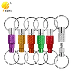 Portable Keychain with Detachable Quick Release Metal Key Ring 360° Rotation Dual Ring Buckle - Random Color