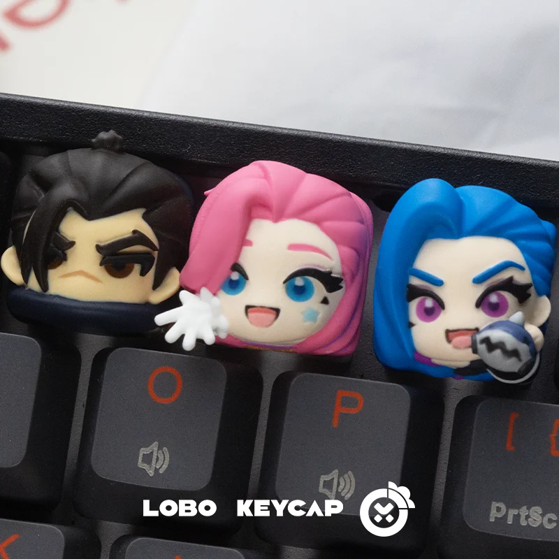 League of Legends Cartoon Keycap Game Characters Jinx Yuumi Creative 3D Resin Keycap Suitable Mechanical Keyboard Anime Gift