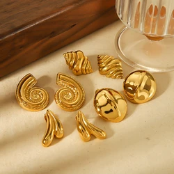 New Products Fashion Classic 18k Gold Plated Conch Earrings Waterproof Stainless Steel Glossy Ocean Series Stud Earrings jewelry