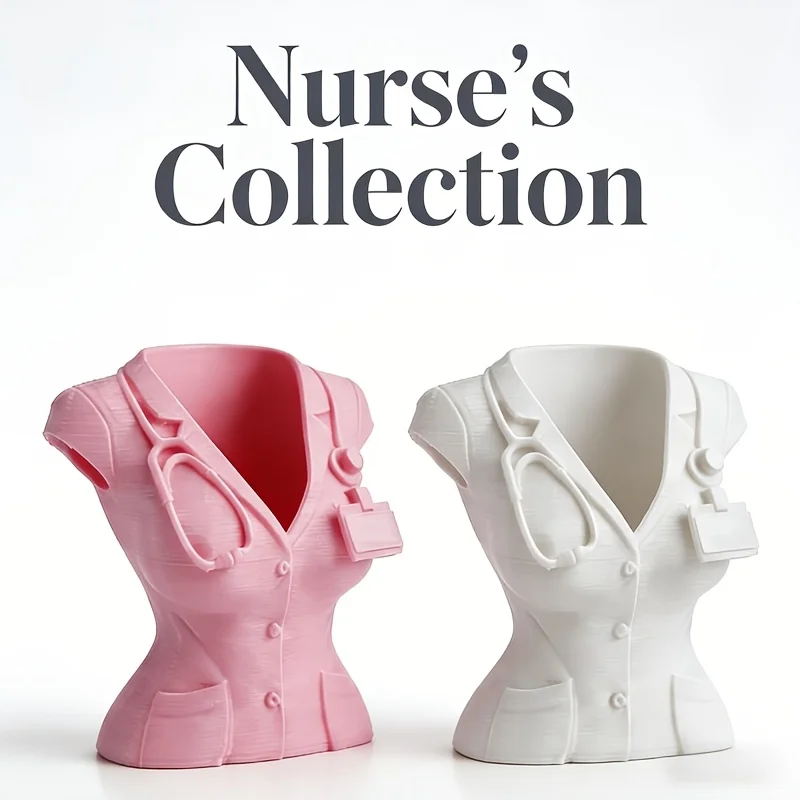Unique Nurse Costume Shape Pen Container Creative Desktop Decoration Stationery Organizer Fit Medical Worker Daily Use