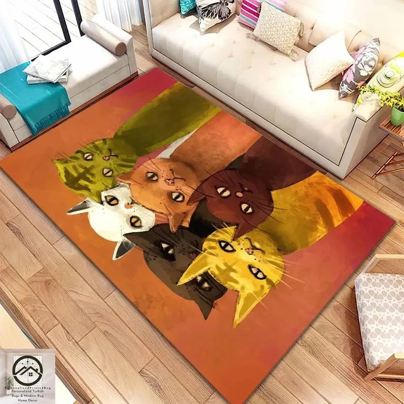 Abstract Cute Cat Carpet Abstract Artistic Home Decoration Rug Funny Bedroom Living Room Home Door Mat Cat Enthusiast Gift