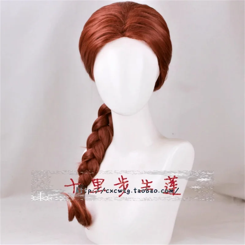 Princess Fiona Cosplay Wig Halloween Party Red Braided Synthetic Hair
