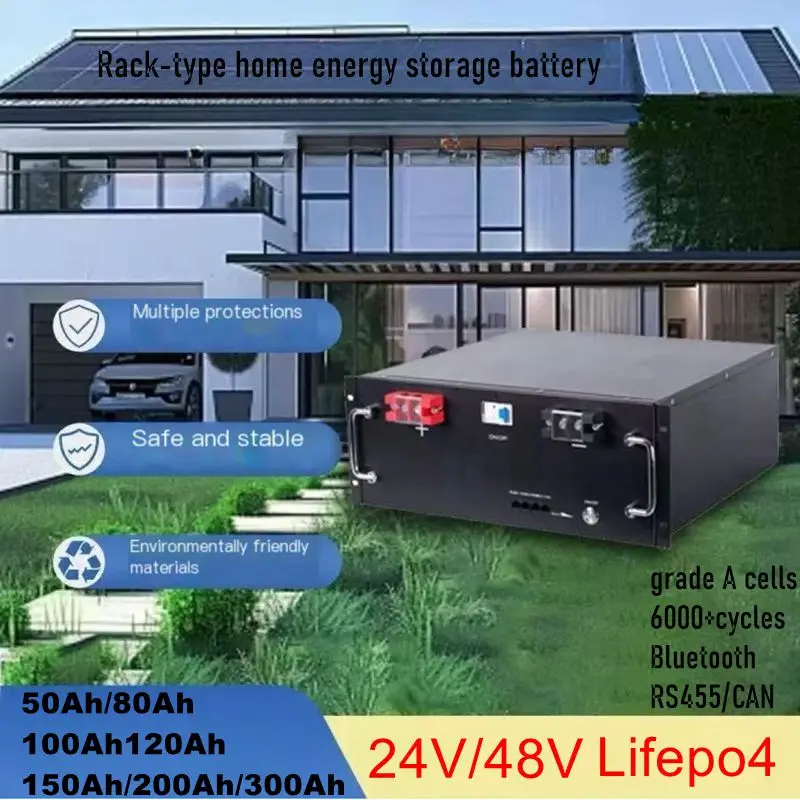 2KW 3KW 5KW Wall Mounted 24V 48V 100ah 150ah 200ah 50ah Lithium Lifepo4 Battery for Energy Storage PV Household Inverter