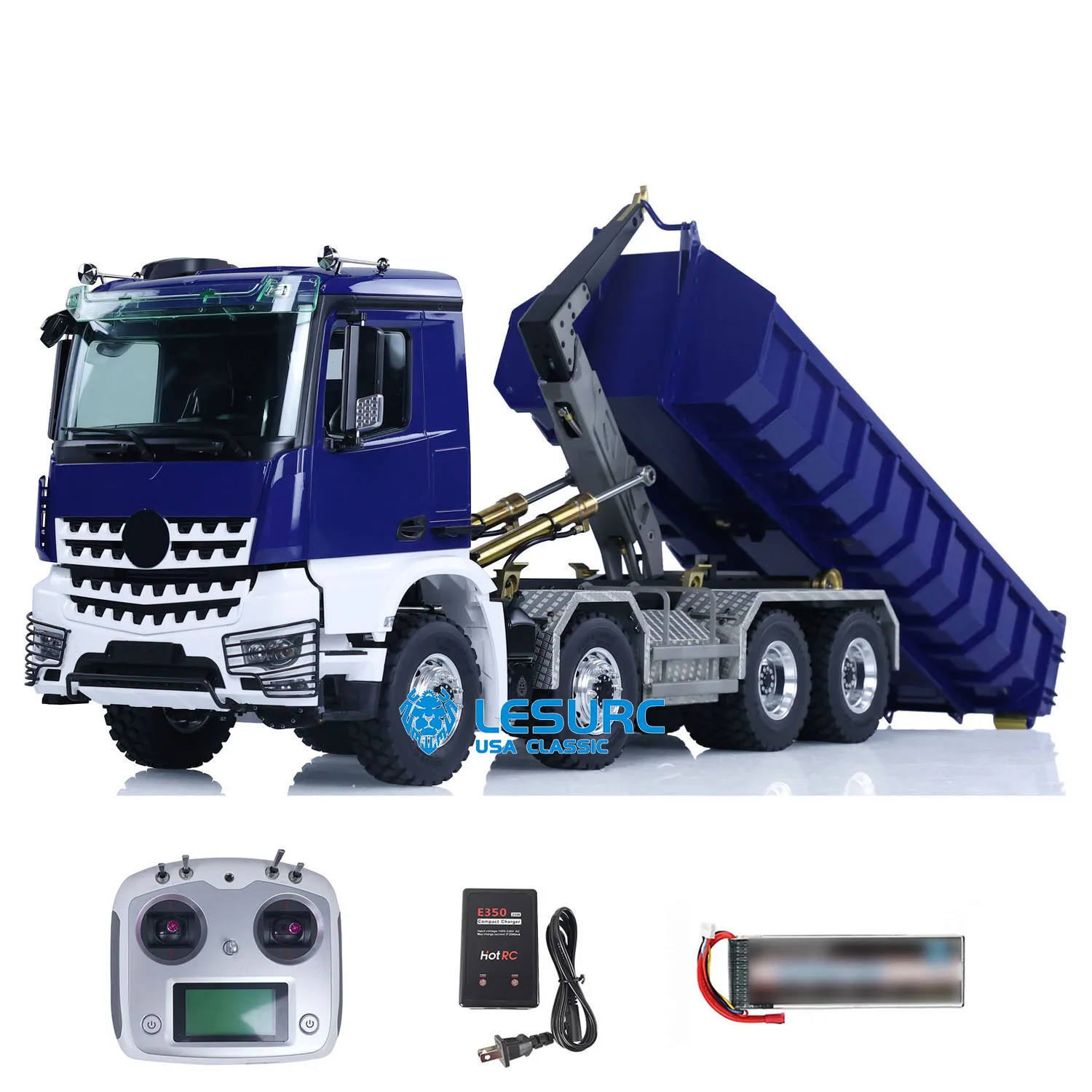 NEW LESU 1/14 Metal 8x8 RC Hydraulic Roll On/Off RTR Full-dump Cars Dumper Truck Full Drive Tippers Model for Boy Christmas Gift