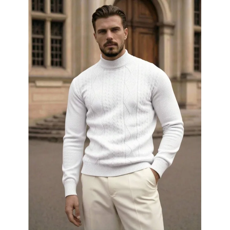 

Men's round Neck Jacquard Sweater Knitted Fashionable Embroidered Design Comfortable Fit Cashmere Sweater Winter Essential