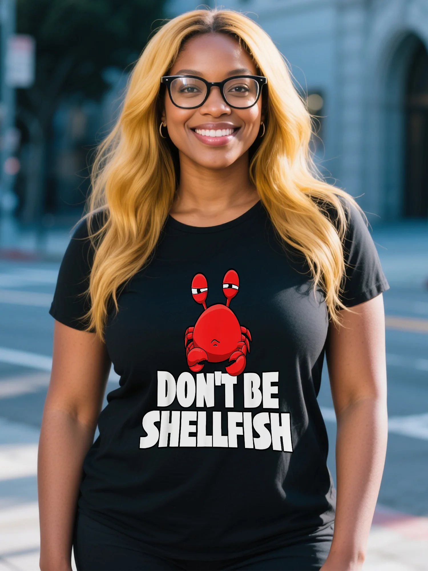 Camiseta negra de mujer con estampado Tie-Dye - Algodón Premium High Street