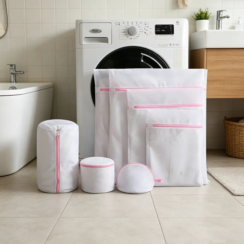 

Mesh Laundry Bags Set Delicate Lingerie Wash Bags Anti-deformation Winding College Dormitory Dirty Clothes Storage Washing Bags