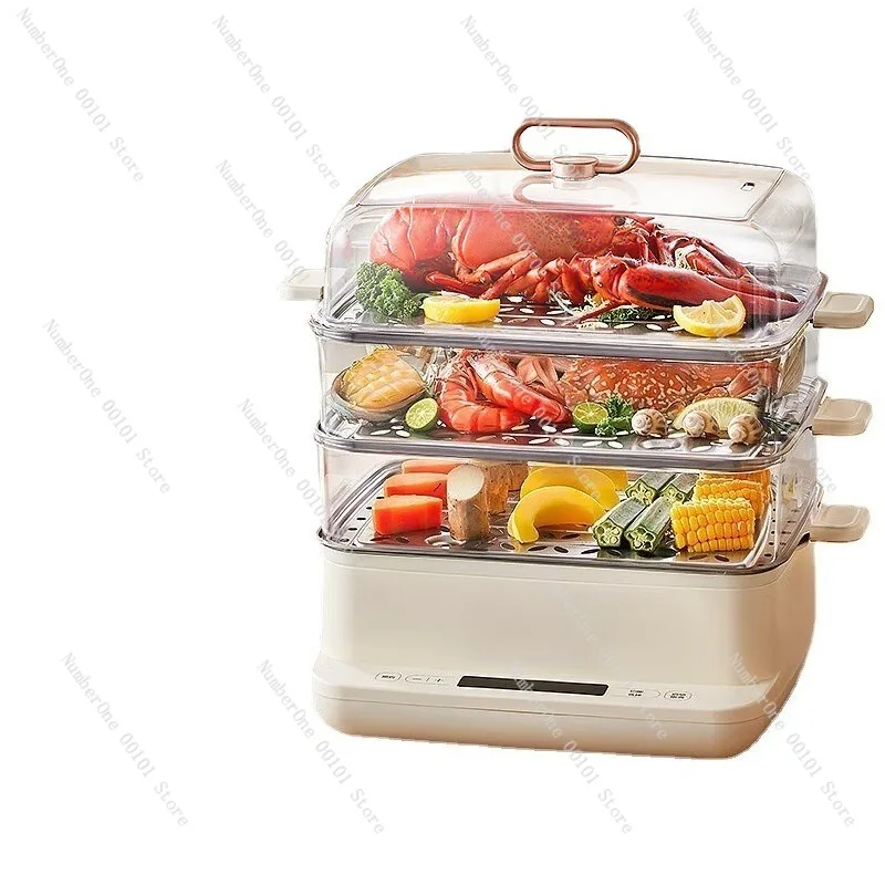Electric Food Steamer Multi Layer Large Capacity Steaming Machine Smart Timer Reservation Steamer Box Household Appliance