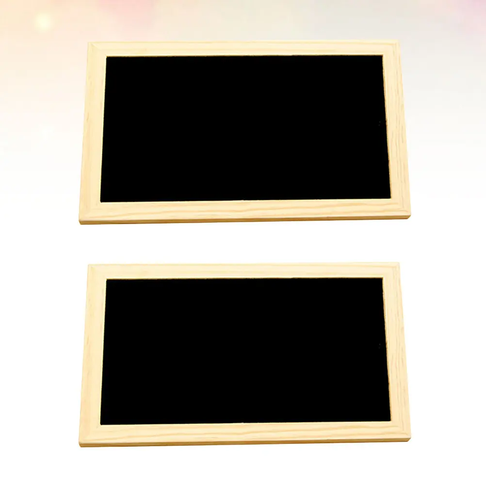 2Pcs Wood Blackboard 30x20cm Erasable Hanging Message Board Sign Wall Decor Double-Sided Display Board Chalkboard Sign