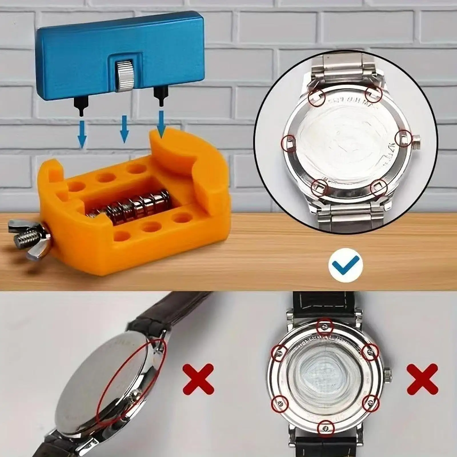 3 Pieces Watch Back Case Cover Opener Compact Watchmaker Tool Professional Watch Repair Holder Tool Watch Opening Tool Tweezers