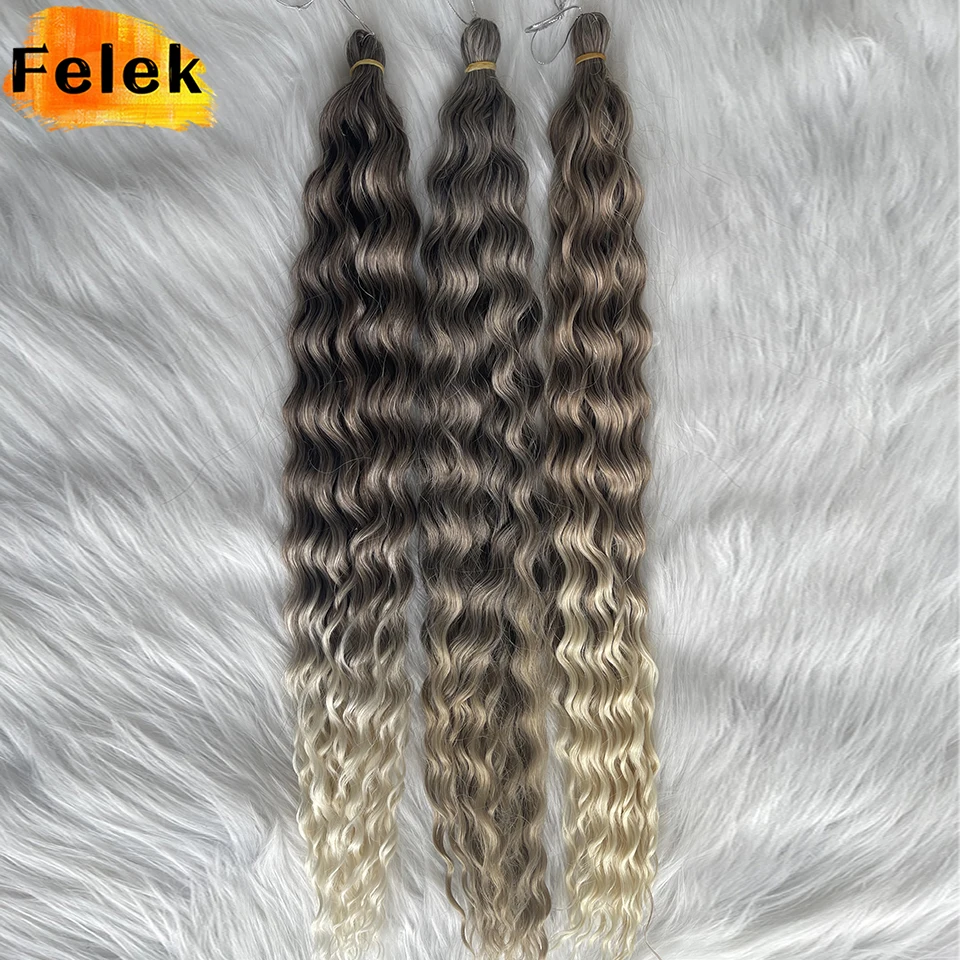 

Ombre Grey Ariel Curl Hair Water Wave Twist Вязание крючком Волосы Синтетические вязанные крючком косы Афро кудри Глубокая волна Плетение наращивания волос