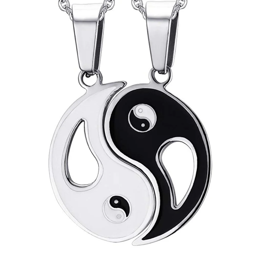 Tai Chi Yin Yang Necklace Pendant Matching Puzzle Jewelry The Gift Friendship Alloy Couples Lovers Puzzles