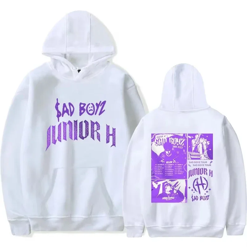 Junior H 2024 Tour Hoodies Sad Boyz Concert Merch Popular Graphics sided Print Unisex Hooded Sweatshirts Casual Pullover Tops