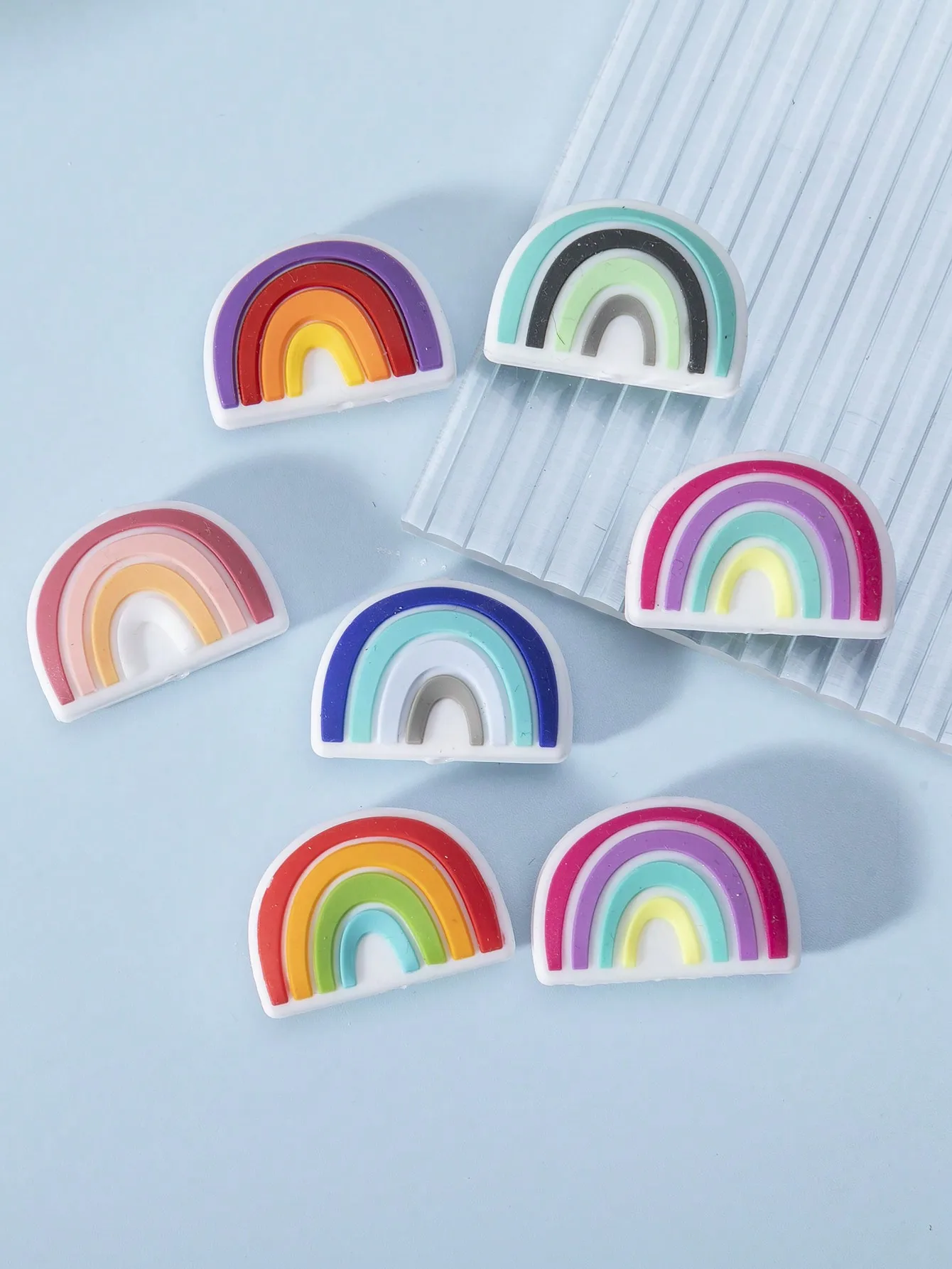 7Pcs Rainbow Silicone Beads Food Grade Silicone Teether For Teeth DIY Pacifier Chain Accessories Toys