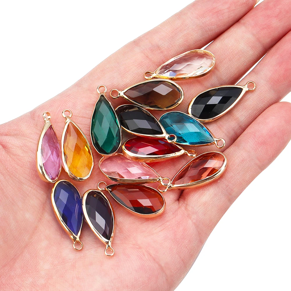 5pcs/lot Teardrop Crystal Glass Pendant Charms for Couples Bracelet Earrings Jewelry Making Supplies DIY Necklace Ornaments