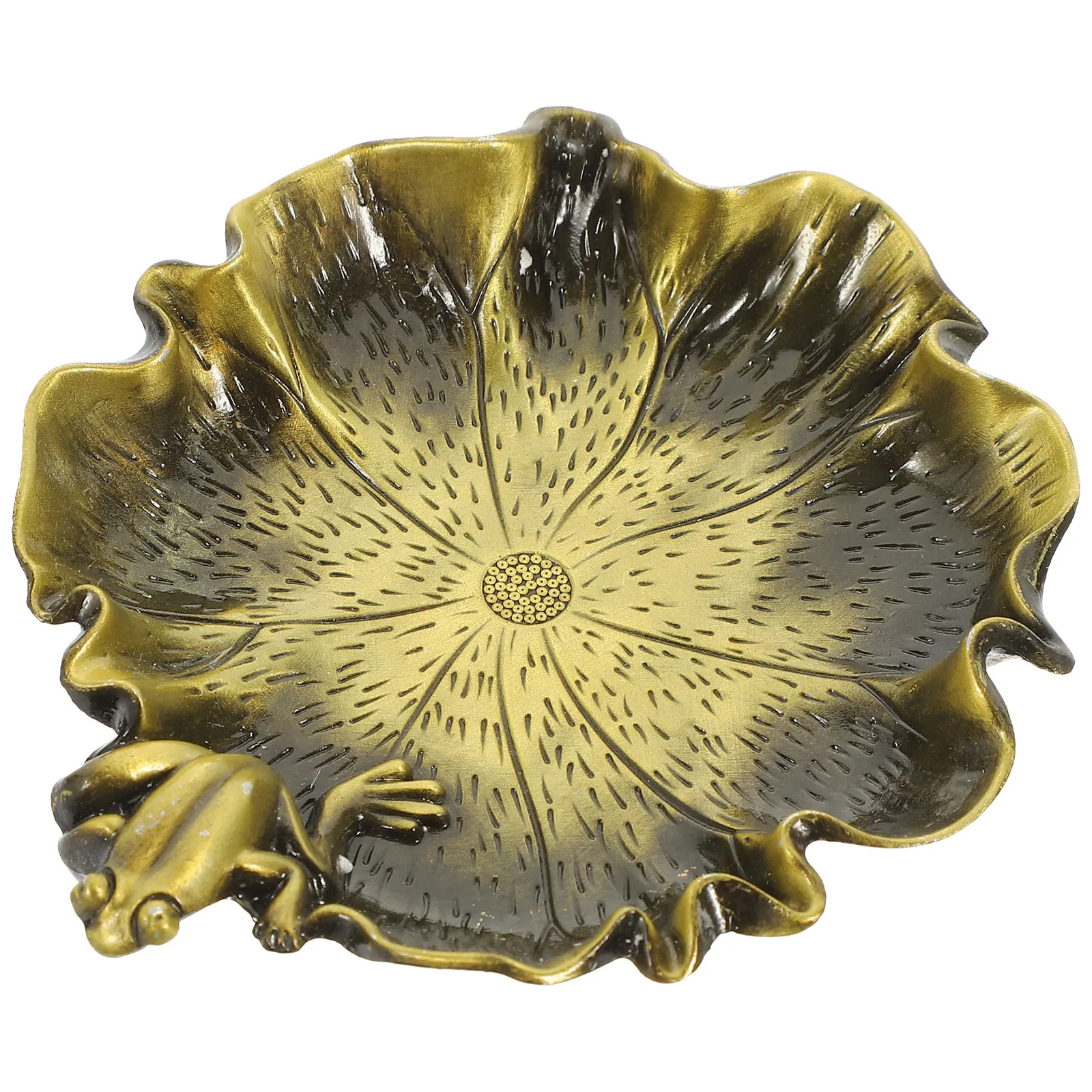 

Lotus-Shaped Ink Tray Zinc Alloy Desktop Ink Container Exquisite Retro Style Brush Washing Pot for Study Decoration