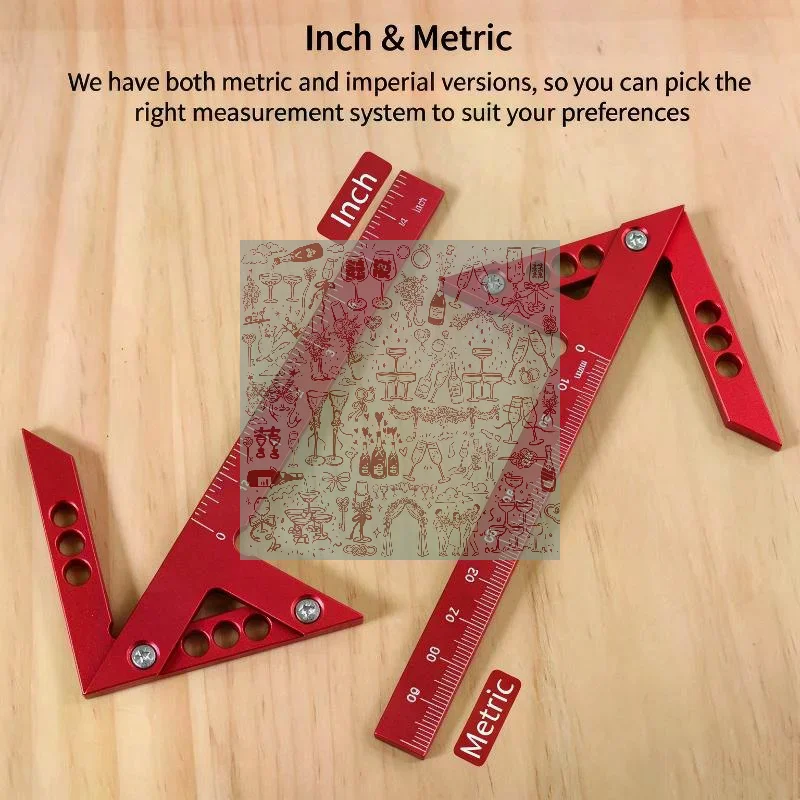 1Pcs 45°/90° Angle Ruler Aluminum Alloy Center Finder Line Gauge & Angle Marking Ruler For Carpenter Marking Measurement Tool