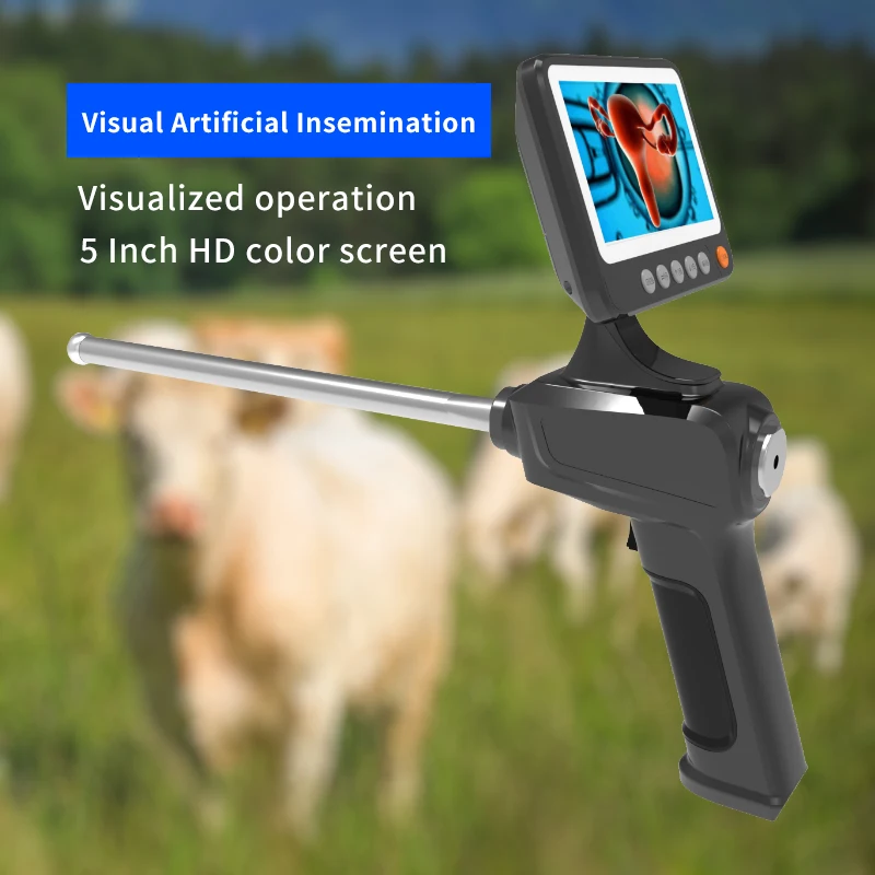 Dearsee Visual Artificial Insemination Gun for Cattle Sheep 5 Inch HD 1080P Veterinary Endoscope Camera