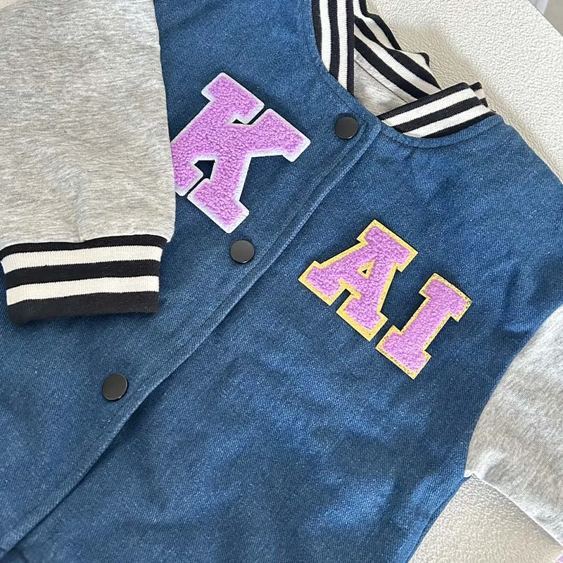 Purple Letter 8cm/6cm Ironing Patch Chenille Letter for DIY Varsity Jacket Custom Jumper Women Clothing Patch Name Badges