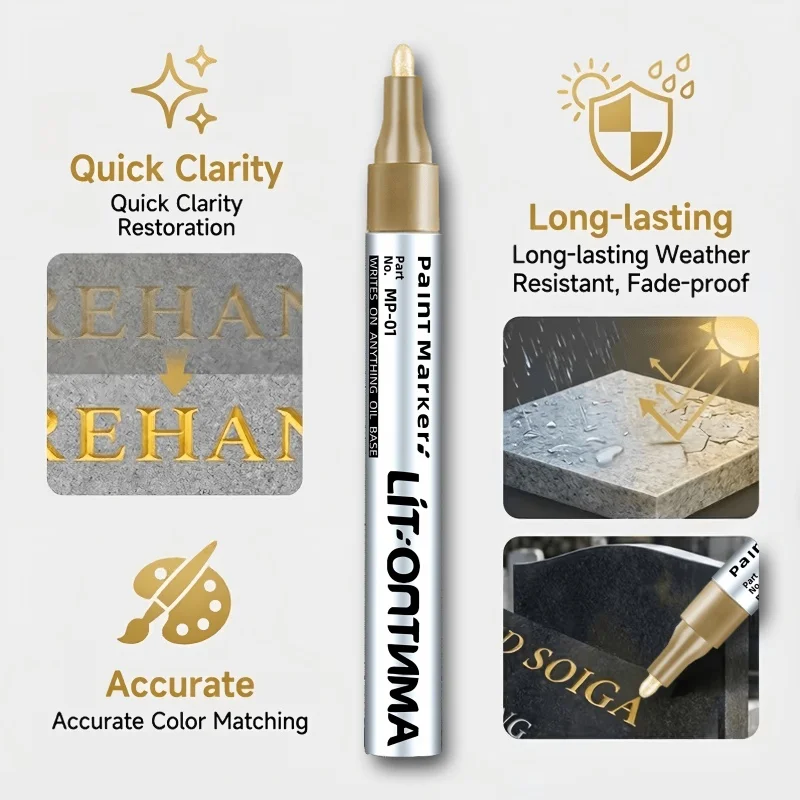 Oil-Based Marker Pen, Quick Drying Waterproof Permanent Marker Pen, Suitable for Stone, Metal, Glass, Wood, DIY Crafts - view 4