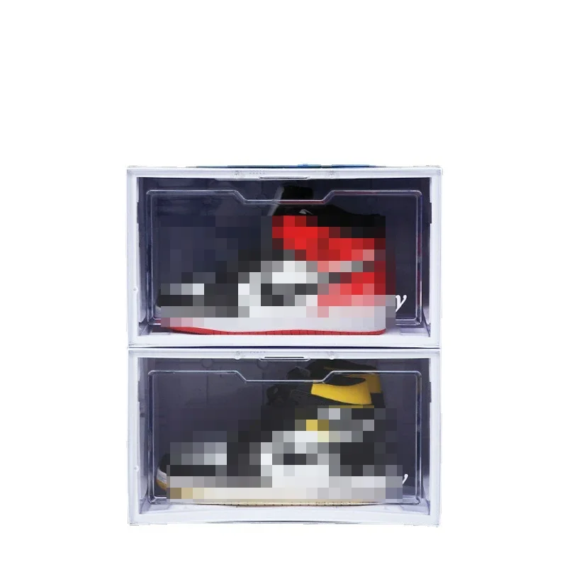 Transparent Sneaker Box Voice Control Luminous Shoe Box Wall Plastic Cabinet Shoe Rack Basketball Storage Boxes