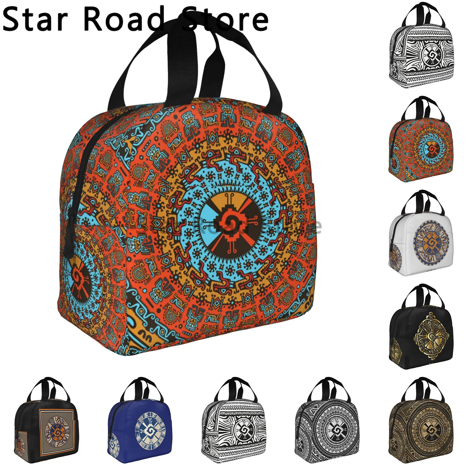 

Mayan Aztec Hunab Ku Symbol Insulated Lunch Bags for School Office Leakproof Thermal Cooler Bento Box Women Children Kids